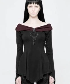 Punk Rave Beauteous Olorea Top Black Red