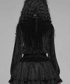 New In Punk Rave Cello Velvet Blouse Black