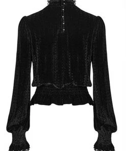 New In Punk Rave Cello Velvet Blouse Black
