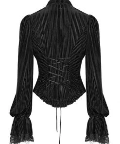 Punk Rave The Manor Velvet Blouse Black New In