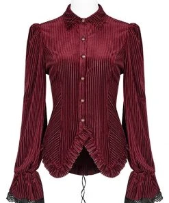 New In Punk Rave The Manor Velvet Blouse Red