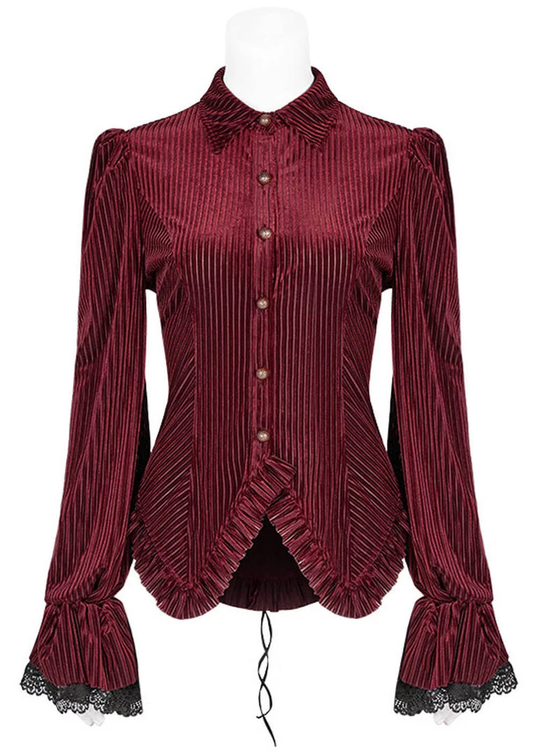 New In Punk Rave The Manor Velvet Blouse Red