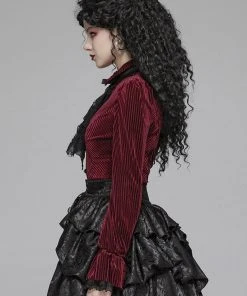 New In Punk Rave The Manor Velvet Blouse Red