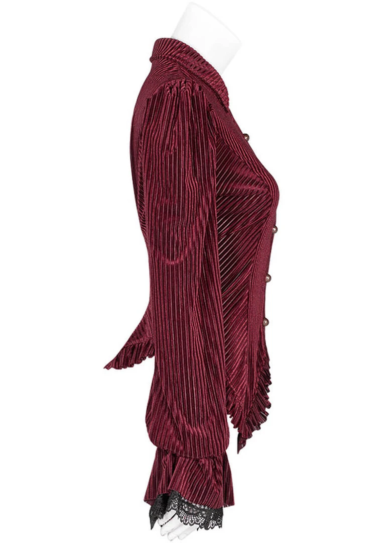 New In Punk Rave The Manor Velvet Blouse Red