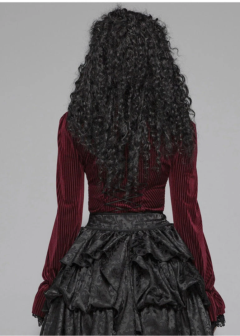 New In Punk Rave The Manor Velvet Blouse Red