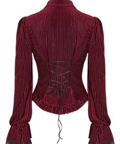 New In Punk Rave The Manor Velvet Blouse Red