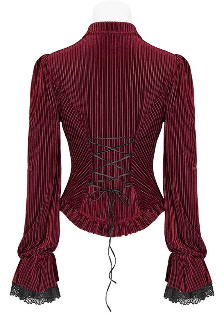 New In Punk Rave The Manor Velvet Blouse Red