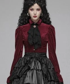 New In Punk Rave The Manor Velvet Blouse Red