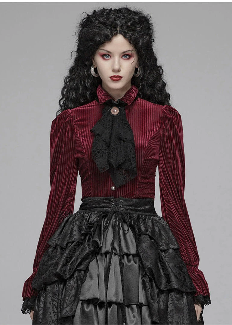 New In Punk Rave The Manor Velvet Blouse Red