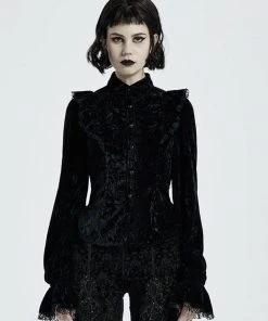 Punk Rave Luxuria Velvet Blouse Black New In
