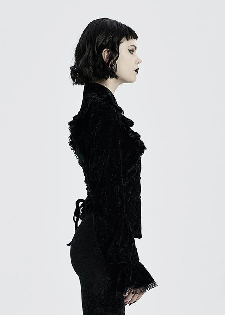 Punk Rave Luxuria Velvet Blouse Black New In