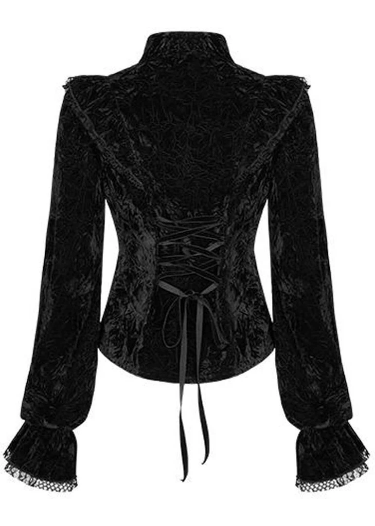 Punk Rave Luxuria Velvet Blouse Black New In