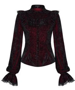 New In Punk Rave Luxuria Velvet Blouse Red
