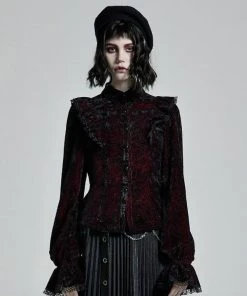 New In Punk Rave Luxuria Velvet Blouse Red