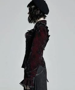 New In Punk Rave Luxuria Velvet Blouse Red