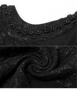 Punk Rave Seductive Shoulder Lace Top Black