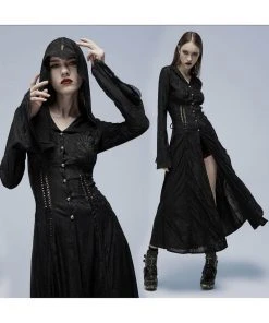 New In Punk Rave Sense Of Mystery Dress Coat Black