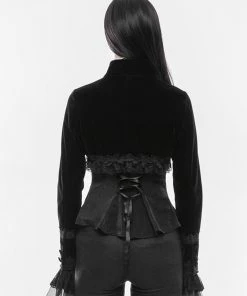 New In Punk Rave Romantic Velvet Bolero Black