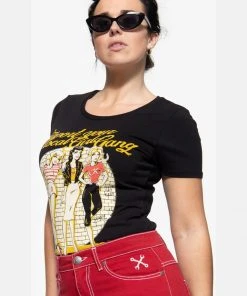 New In Queen Kerosin Girl Gang 50's Girlie T-Shirt Black