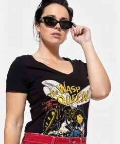 Queen Kerosin Wasp Queen 50's Girlie T-Shirt Black