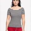 Queen Kerosin Vavavoom Stripe 50's Top Black White New In