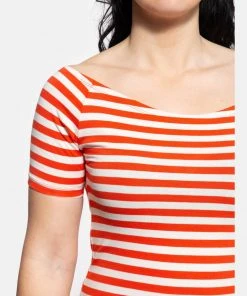 Queen Kerosin Vavavoom Stripe 50's Top Red White New In