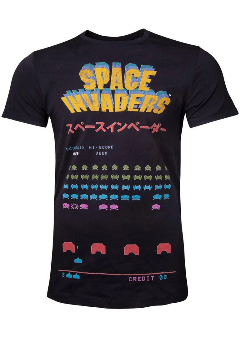 New In Retro Games Mens Space Invaders Level T-Shirt Black