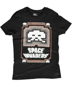 Retro Games Mens Space Invaders Glowing T-Shirt Black New In