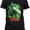 Retro Movies Catzilla Girly T-Shirt Black New In