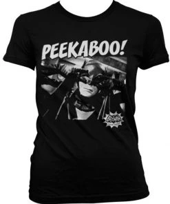 Retro Movies Batman Peekaboo Girly T-Shirt Black