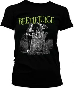 Retro Movies Beetlejuice Headstone Girly T-Shirt Black