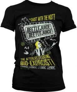 Retro Movies Beetlejuice Bio-Exorcist Girly T-Shirt Black New In