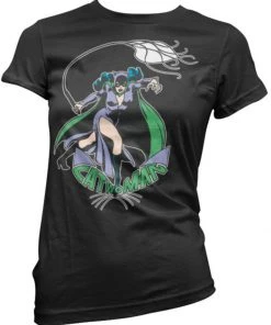 Retro Movies Catwoman In Action Girly T-Shirt Black