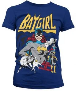 New In Retro Movies DC Comics Batgirl T-Shirt Girly Navy