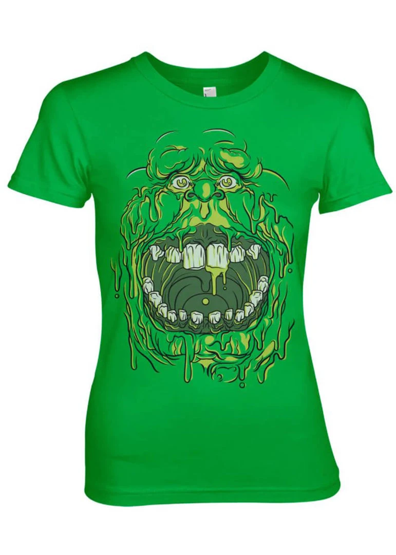 Retro Movies Ghostbusters Slimer Girly T-Shirt Green New In