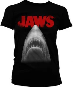 Retro Movies Jaws Poster Girly T-Shirt Black