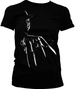 New In Retro Movies Nightmare On Elm Street Freddy Girly T-Shirt Black