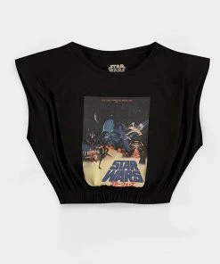 Retro Movies Ladies Star Wars 80's Crop Top Black New In