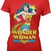 New In Retro Movies Wonder Woman Girly T-Shirt Red