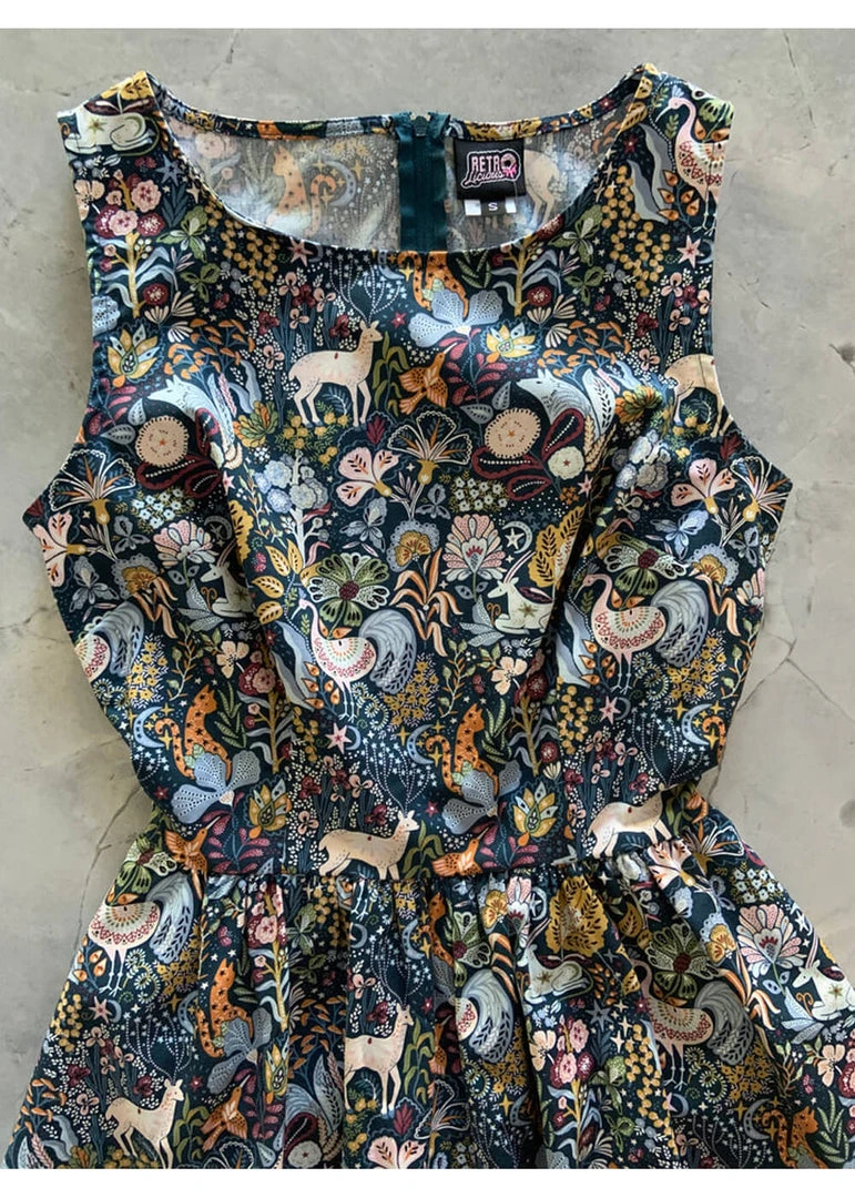 New In Retrolicious Majestic Midi 50's Swing Dress Multi