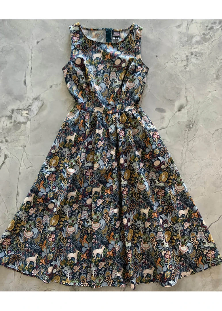 New In Retrolicious Majestic Midi 50's Swing Dress Multi