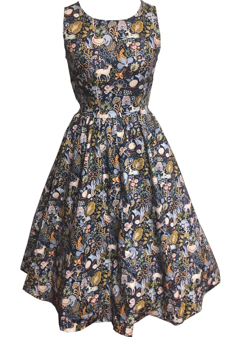 New In Retrolicious Majestic Midi 50's Swing Dress Multi