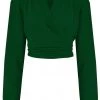 Rock N Romance Darla Long Sleeve 40's Wrap Blouse Green