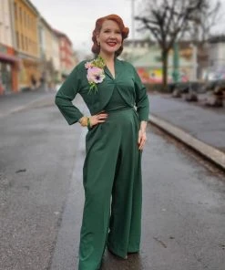 Rock N Romance Lana 50's Jumpsuit & Bolero Dark Green