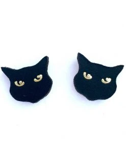 New In Rosita Bonita Little Black Cat Stud Earrings