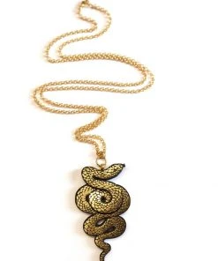 Rosita Bonita Serpent Snake Necklace Gold Black New In