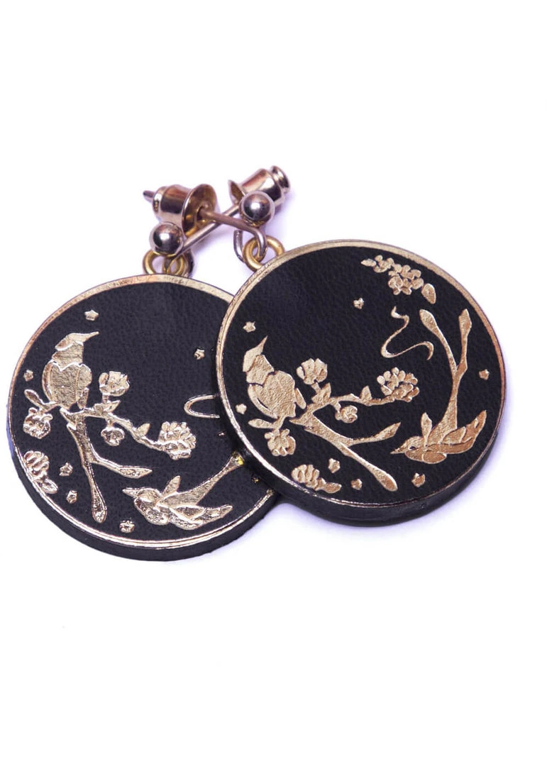 New In Rosita Bonita Toledo Coin Earrings Black