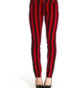 Run And Fly Madmen Skinny Jeans Black Red New In