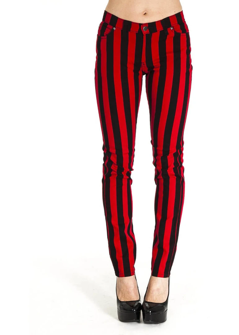 Run And Fly Madmen Skinny Jeans Black Red New In