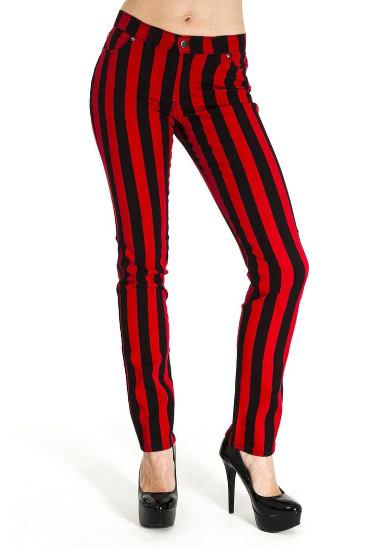 Run And Fly Madmen Skinny Jeans Black Red New In